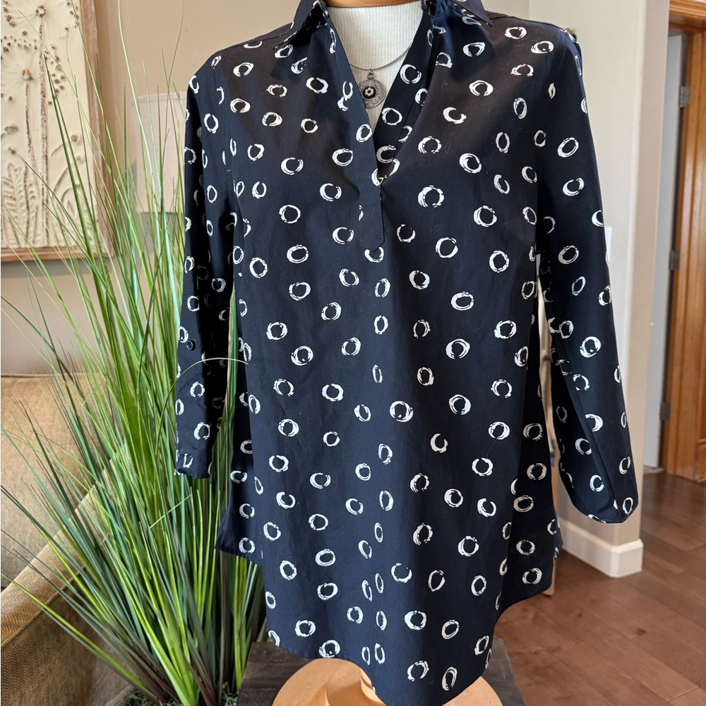 Chico's Black and White Circle Print Shirt NWT